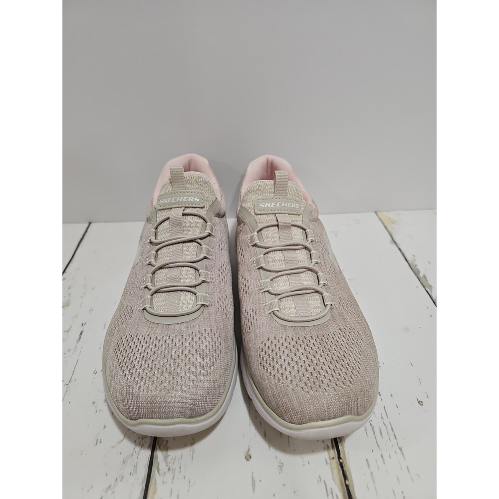 Skechers Womens Summits Fun Flare Slip On Beige Walking Shoes Size 8.5